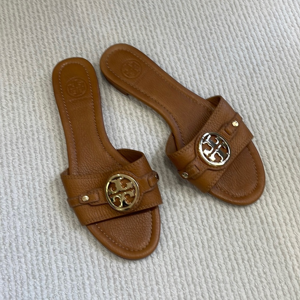 Tory Burch brown slides